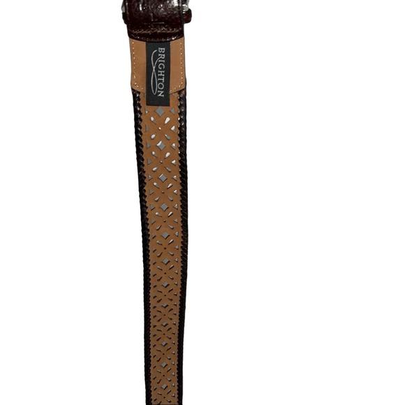 Brighton Carved Floral Pattern Leather Belt  Size Large Dark Brown main image 6